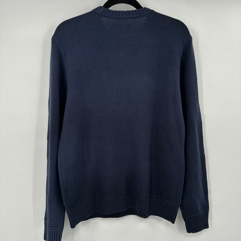 Lucky Brand Navy Blue Geometric Pattern Crew Neck‎ Sweater Classic Men's Medium
